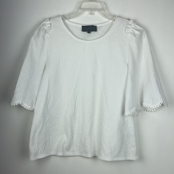 Sunday in Brooklyn White Textured Top Sz M - Picture 6 of 10